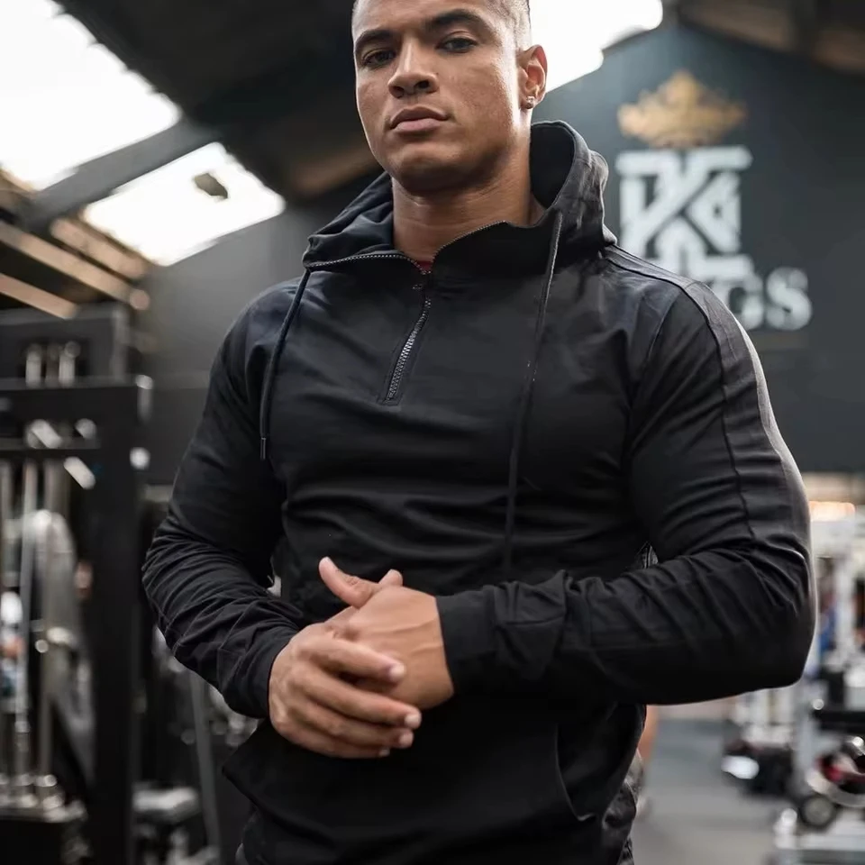 Músculo outono e inverno moda moletom com capuz pulôver masculino fitness roupas esportivas casaco masculino novo em moletons com capuz