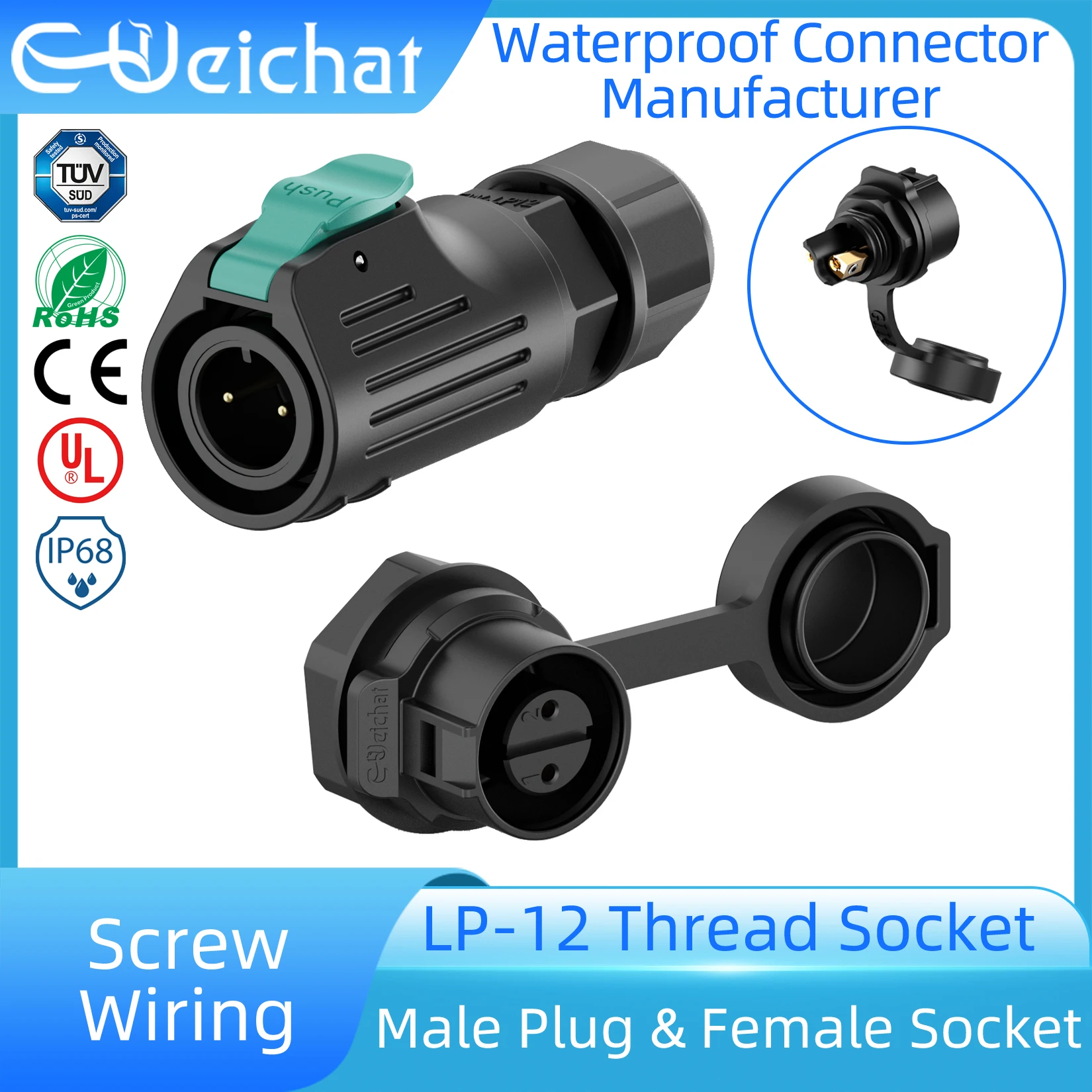 

LP12 Screw Wiring M12 Industrial Circular Aviation Electrical Connector Waterproof Outdoor Connector M12 2-8 Pin Thread Socket
