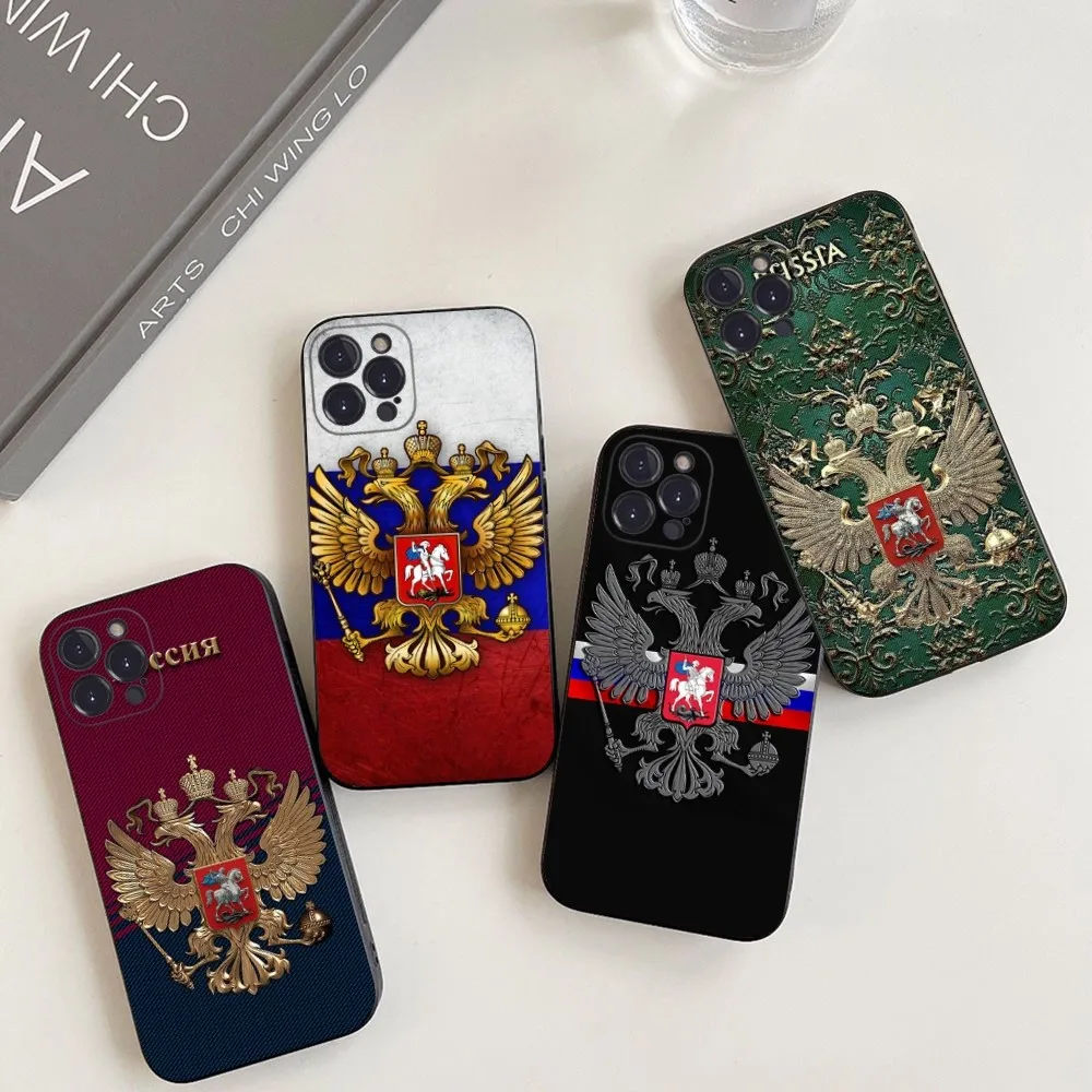 Russia Coat Of Arms Eagle Flag Phone Case For iPhone 14 11 12 13 Mini Pro XS Max Cover 6 7 8 Plus X XR SE 2020 Funda Shell