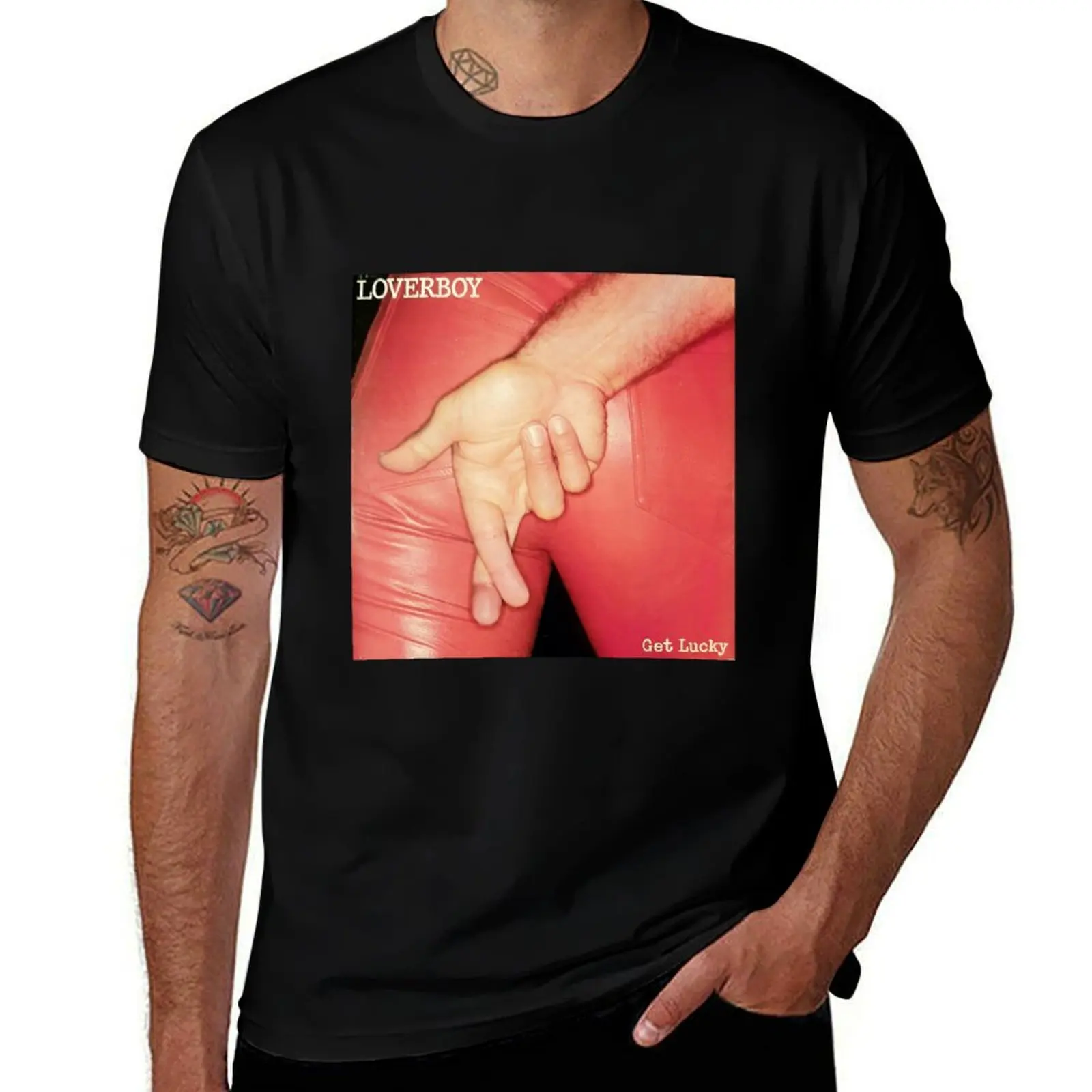 Loverboy - Get Lucky Album Photograph T-Shirt cotton t shirt pack cotton tshirt 100% man t shirt cotton T-shirt