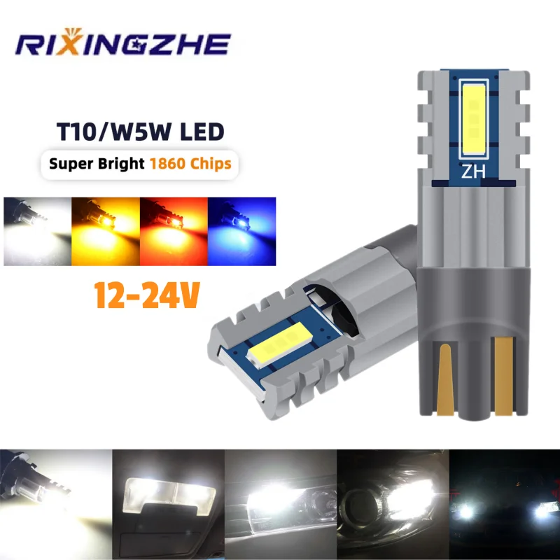 

2/4pcs T10 W5W 24V Canbus Super Bright 1860SMD for Truck Motorcycle Scooter Clearance License Plate Lamp Door Lamp 6000K White