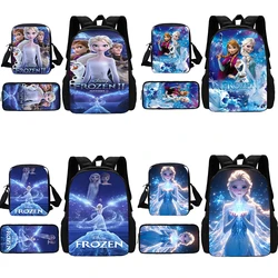 Anime Frozen Princesa Elsa Mochila Escolar para Criança, Bolsa de Ombro, Sacos Lápis, Melhor Presente para Meninos e Meninas, 3 Pcs por Conjunto