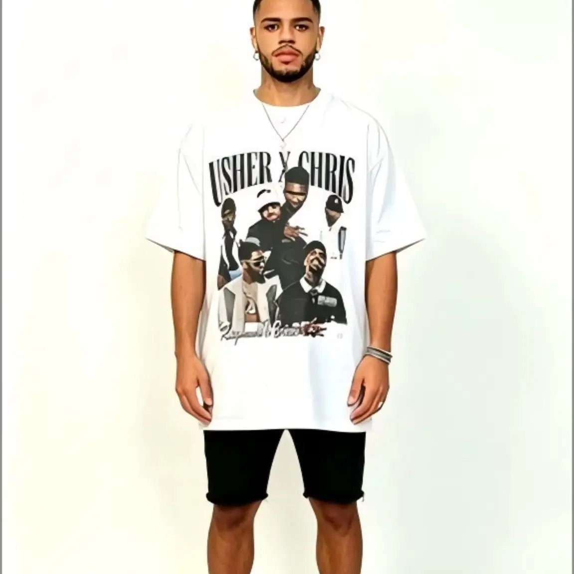 Vintage Hip Hop Collage Graphic Tee, Retro R&B Portrait Print Short Sleeve Top, 90s Rap Unisex Streetwear Daily Casual Outfit
