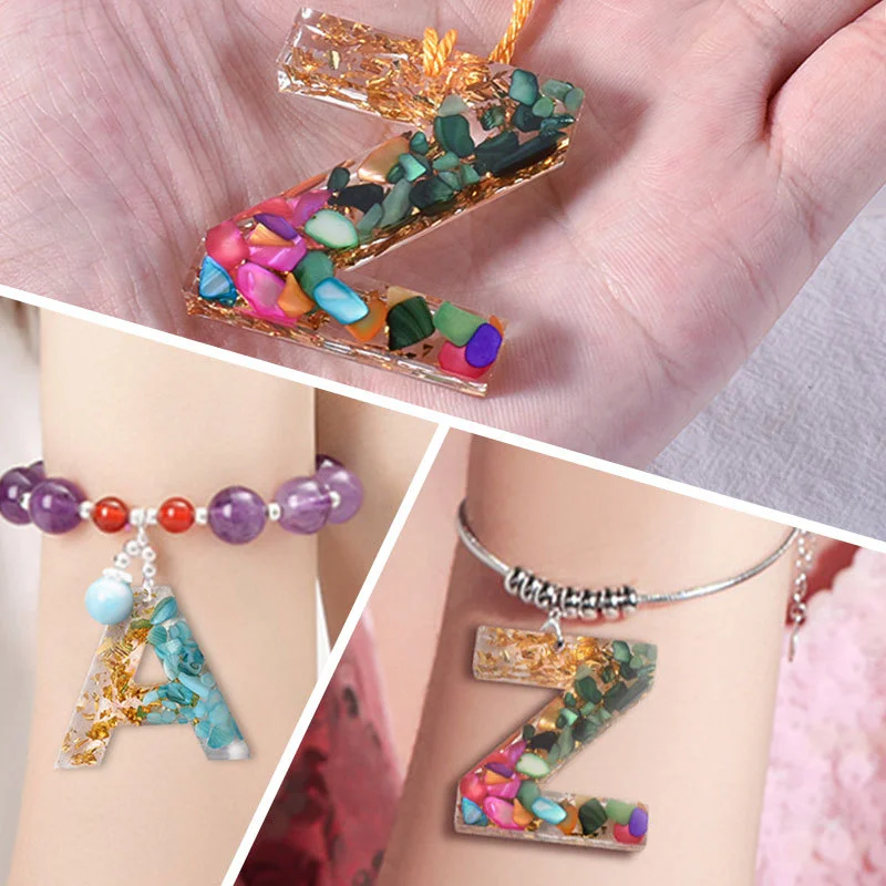 Alphabet Letter Number Decoration Craft Silicone Mold With Hole for Earring Pendant Creative Keychain Crystal Epoxy Resin Mold