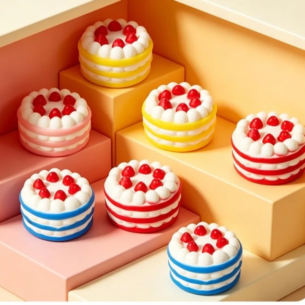 Color Random Simulation Food Toy Strawberry Cake Design PU Material Squeeze Toy Slow Rebound Function Jumbo Size