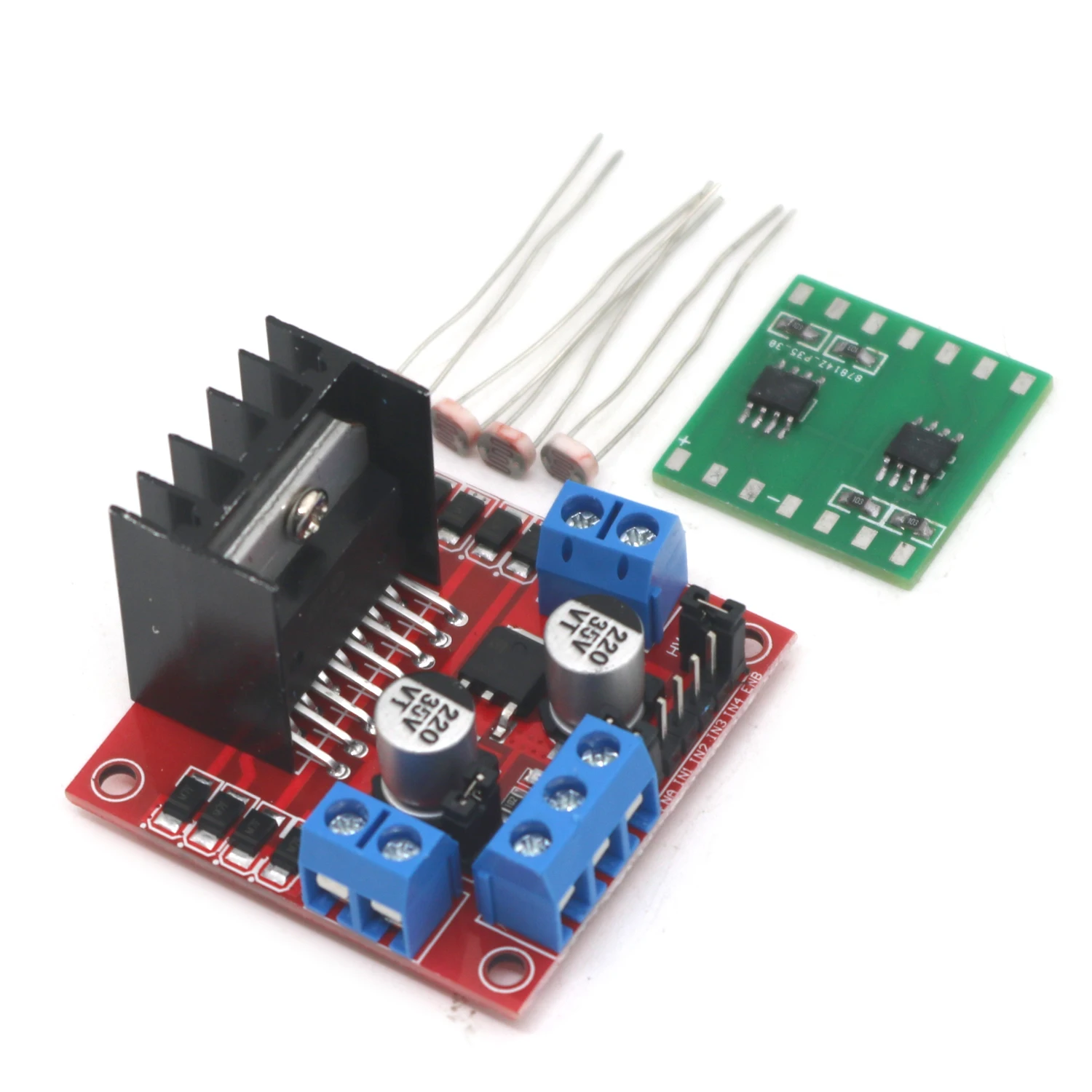 DC 12V Dual Axis Solar Tracker Sensor Automatic Tracking + L298N Motor Drive Board W 4pcs 5539 Photoresistor