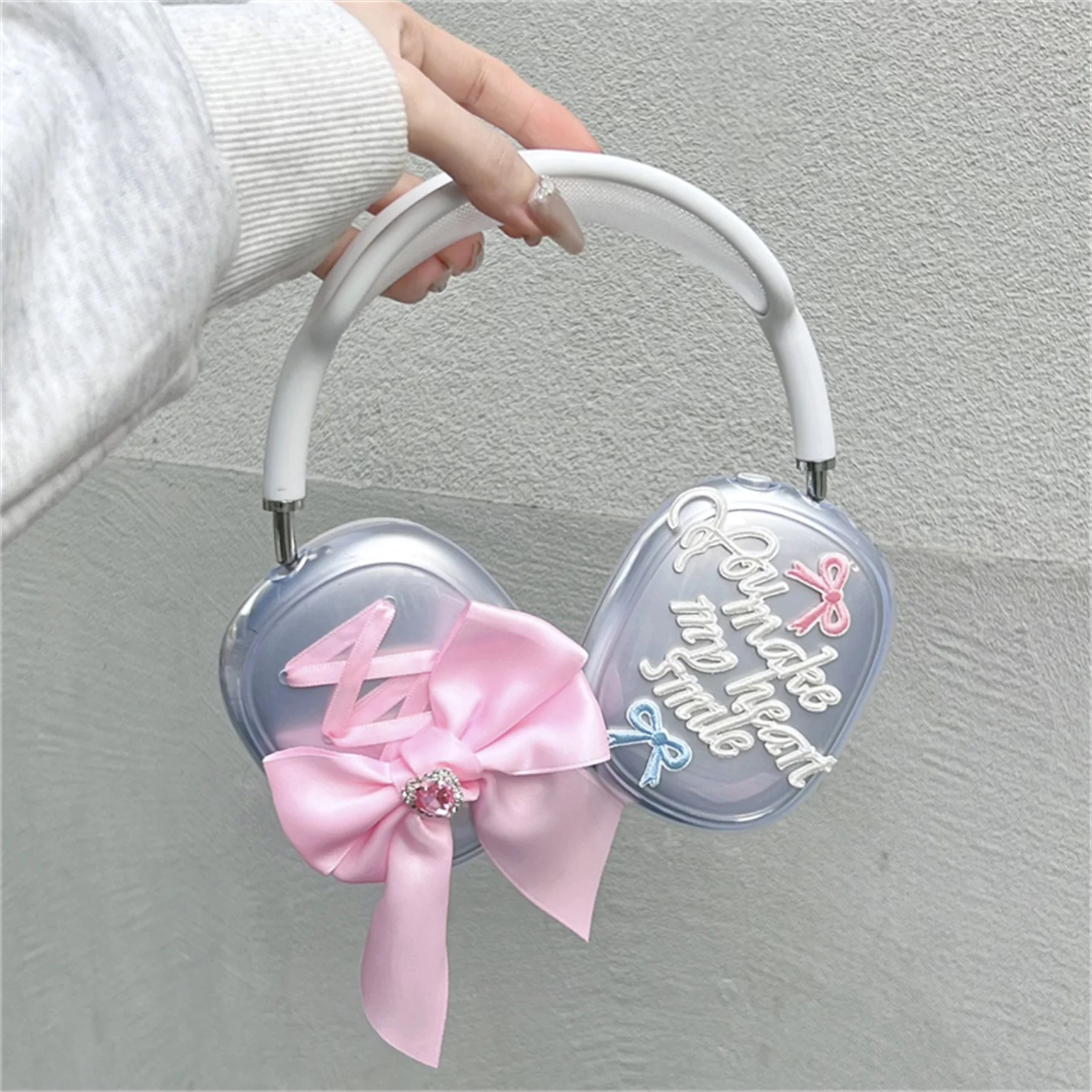 Korean Cute 3D Bow Embroidery Protective Cover For Airpods Max Earphone Case Soft Silicon For Apple Airpods Max Headphone