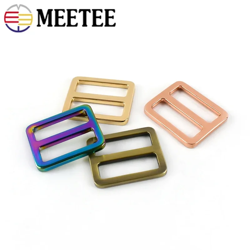 20Pcs Meetee 16-50mm Metal Buckles Slider Tri-Gilde Adjuster Bags Strap Webbing Ring Clasp DIY Clothes Leather Craft Accessories