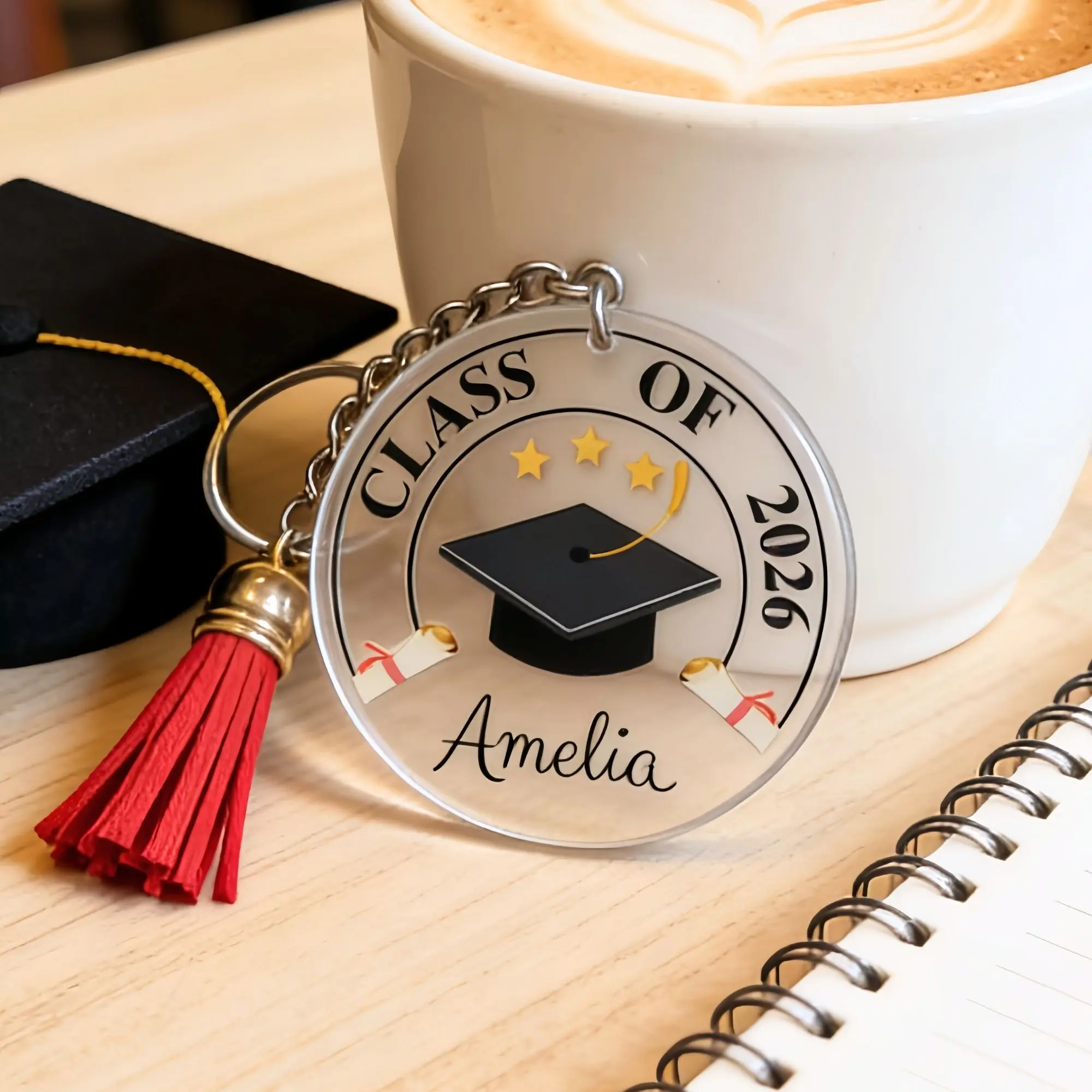 Custom Name Keychain, Graduation Gift