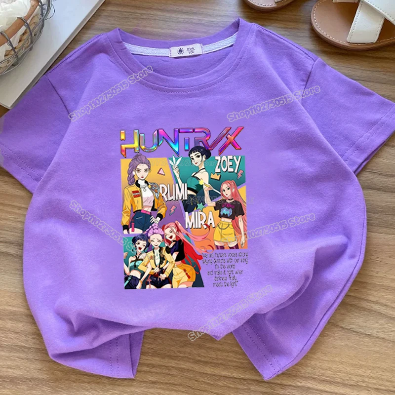 Summre Girl KPOP Demon Hunters Kleidung Rumi Mira Zoey Kurzarm-T-Shirt für Kinder, Sommer, lässige Oberteile, Cartoon-T-Shirt aus Baumwolle für Kleinkinder