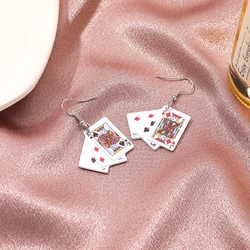 634C  Aces Playing Card Earrings Punk Poker Hand Game Casino Fun Costume Jewelry Game Cards Earrings for Women Girls