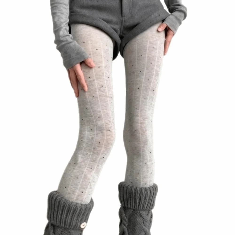 

Essential Polka Dot Pattern Pantyhose Cotton Material Ribbed Texture Thigh High Stockings Fashion Comfortable Leggings