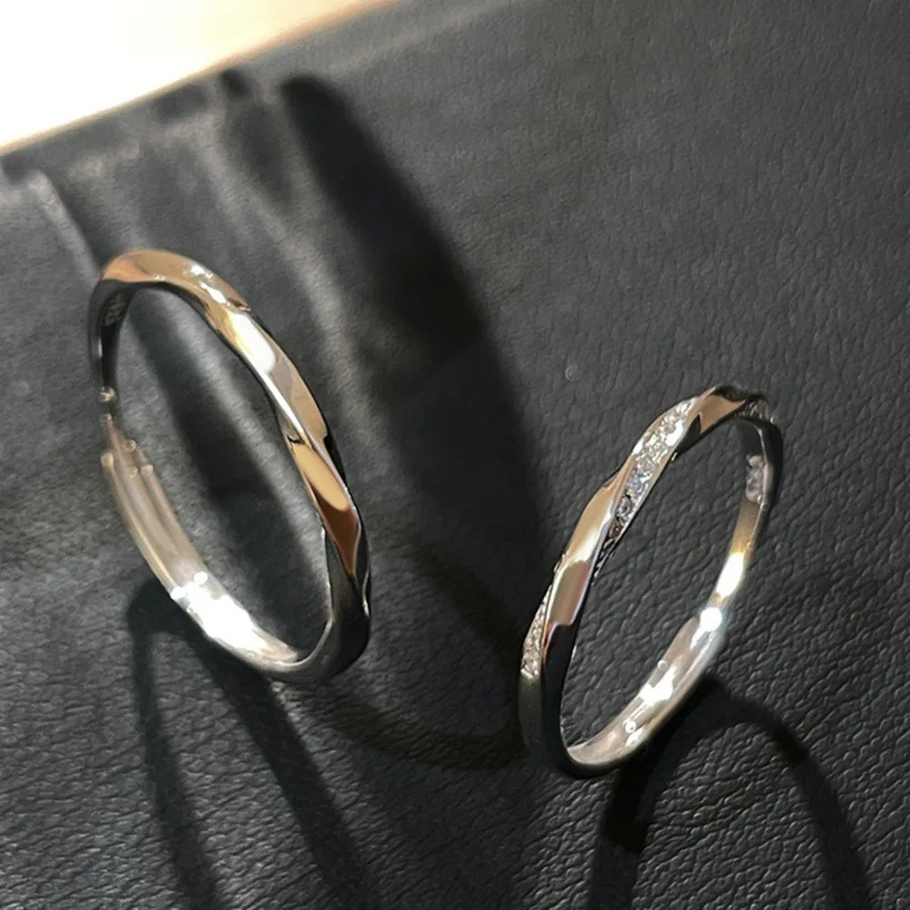 

GL S925 Silver Couple's Ring, Minimalist Luxury Infinite Love Unisex Pair of Rings, Engagement Gift