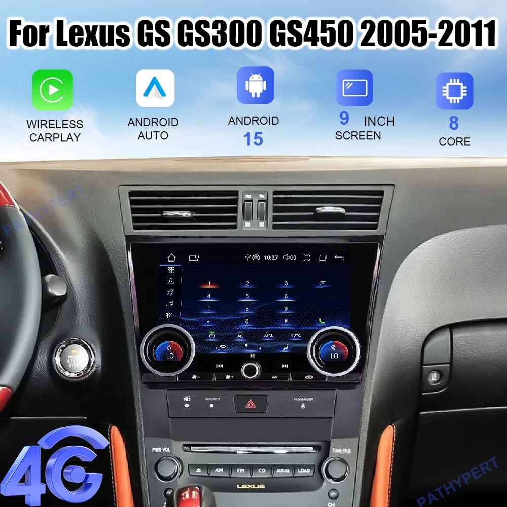 

Wireless CarPlay Android 15 For Lexus GS GS300 GS450 2005-2011 Car Multimedia Player Radio Screen Auto Bluetooth Stereo GPS 4G