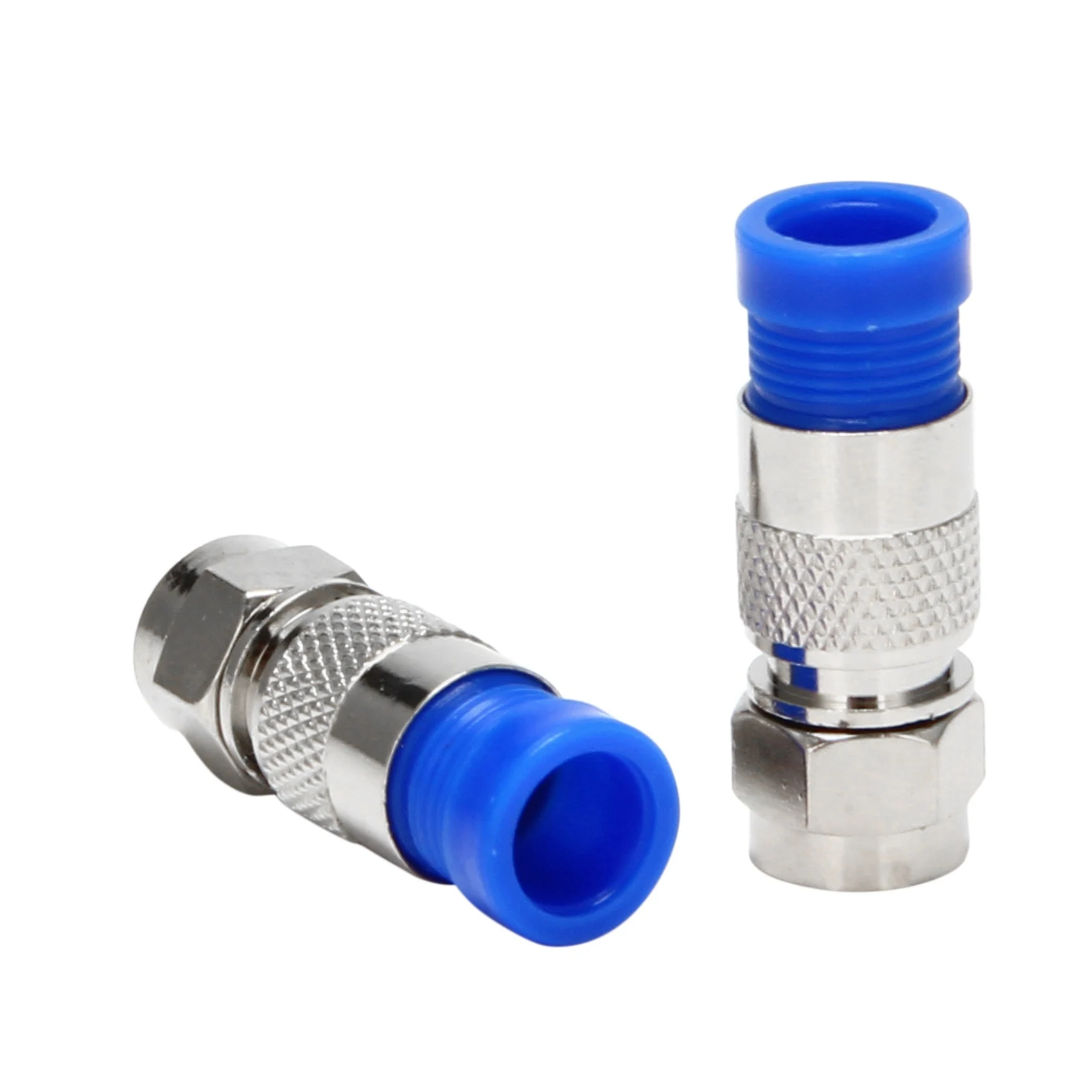 AT05-Rg6 F Type Connector Coax Coaxial Compression Fitting 40 Pack (Blue)