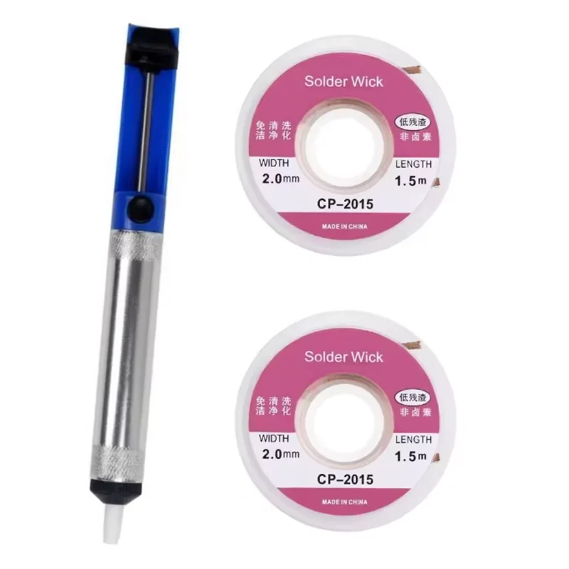 Aluminium Desoldering Suction Pump Tool Solder Sucker Suction Tin Pen Removal Device Blue Vacuum Soldering Iron Desolder view 6