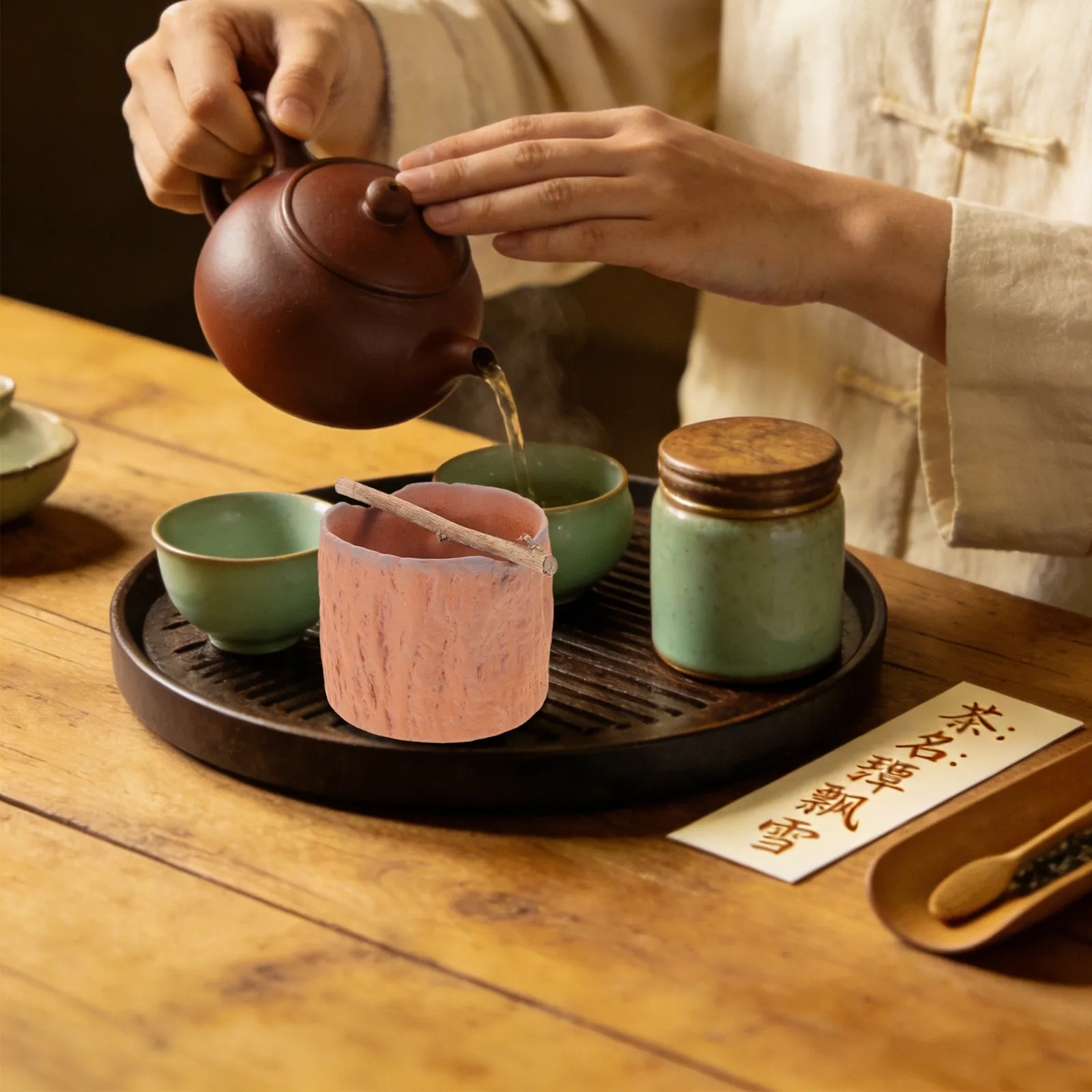 Vintage Ceramic Tree Stump Incense Burner Ash Catcher Tray Multipurpose Holder for Home Office Aromatherapy Decor