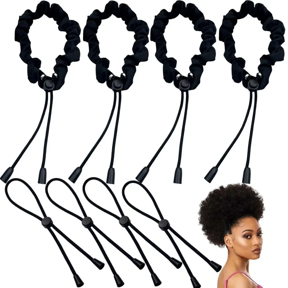 Corda de cabelo ajustável quente africano puffs afro preto faixa de cabelo puff rabo de cavalo penteado bandas para grosso encaracolado