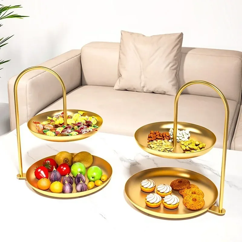 Snack and Fruit Plate for Home Living Room, Coffee Table, Front Desk, Double-Layer Dessert, Candy Box, High-End Exquisite Tray