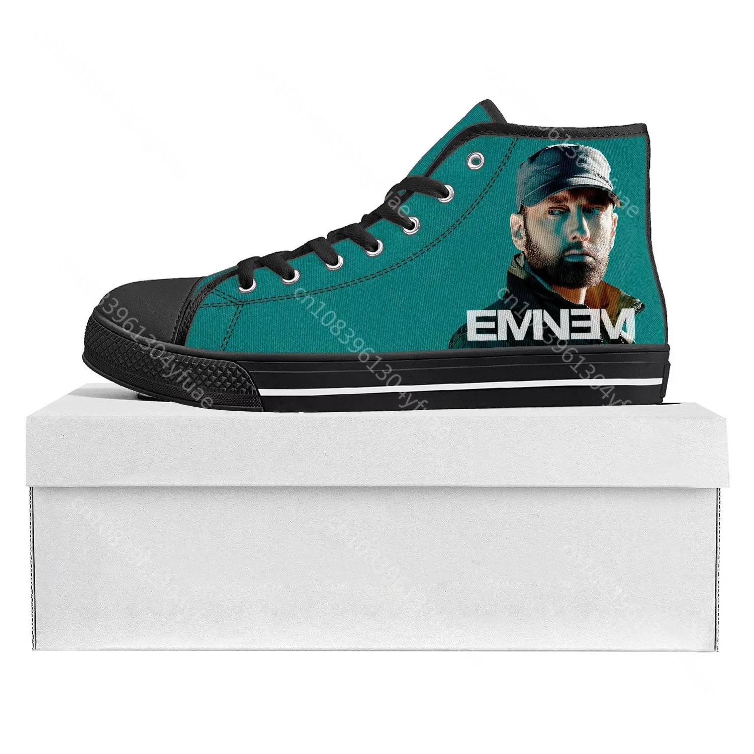 Eminem Hip Hop Rapper Music Popular High Top High Quality Sneakers Mens Womens Teenager Canvas Sneaker Couple Shoes Custom Shoe