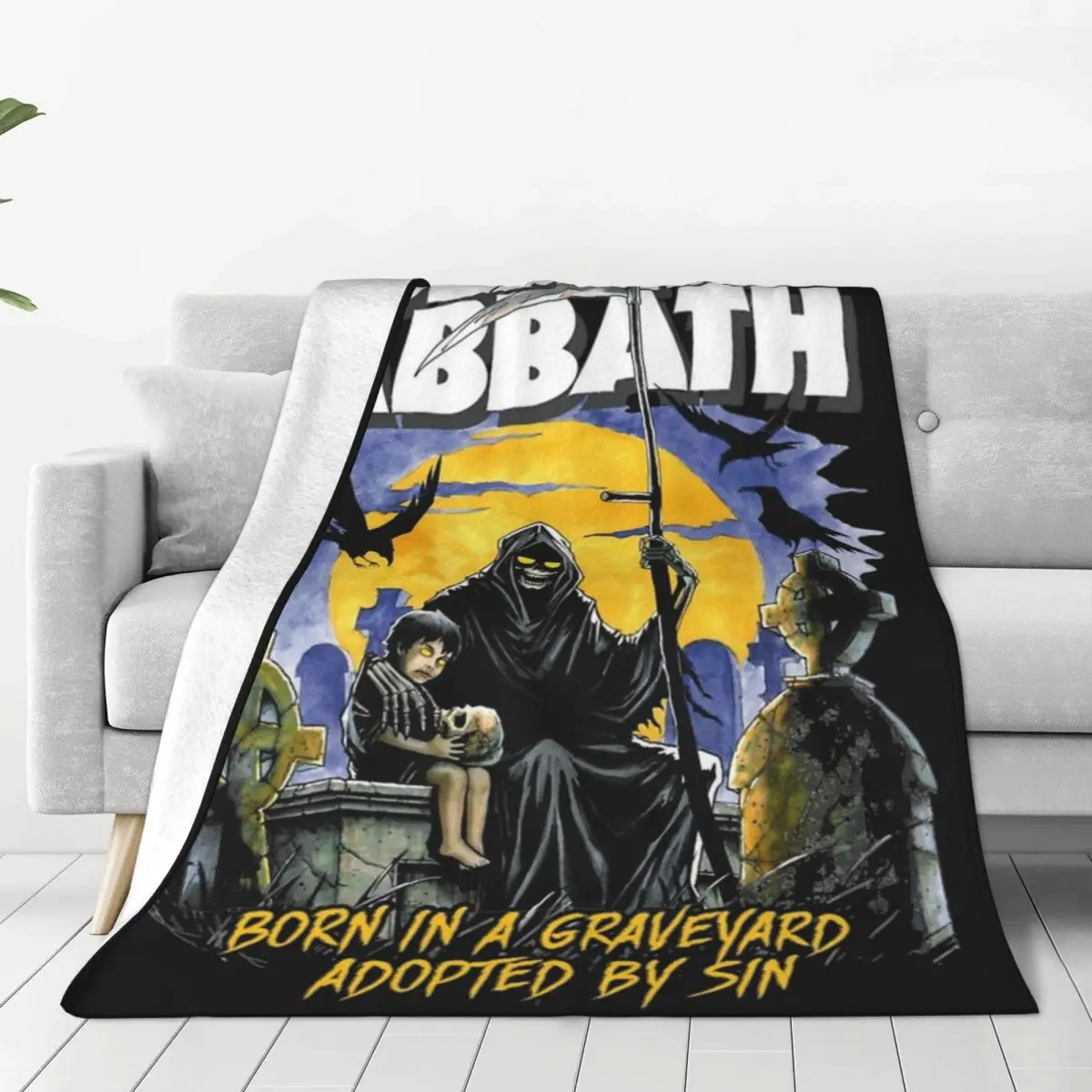 Retro Black Sabbaths Rock Band Blanket Velvet Bedding Heavy Metal Throw Blankets Comfortable Warm for Outdoor Plush Thin Quilt