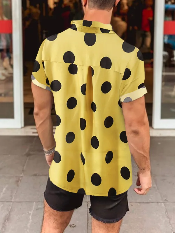 Polka Dot Print Vacation Shirt Shorts Sleeve Trendy Modern Art Hawaiian Casual Shirts Man Novelty Blouses Summer Streetwear