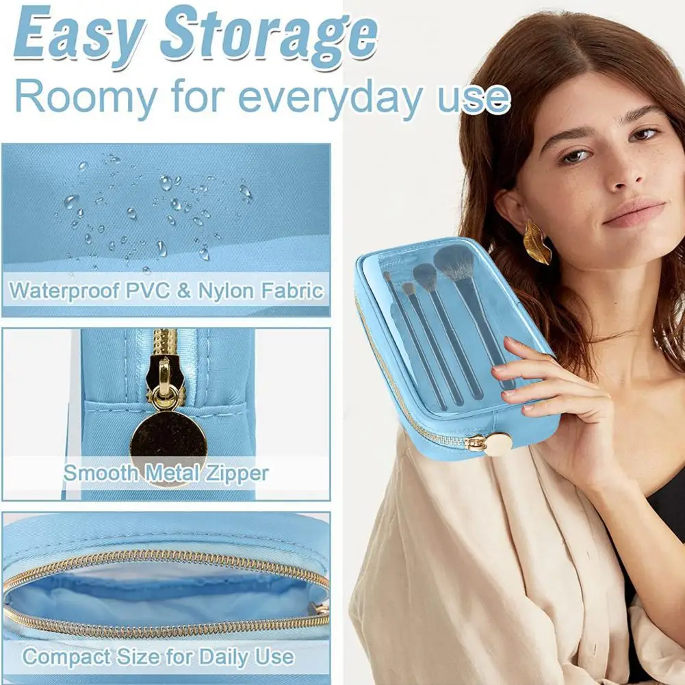 Cosmetic Bag Fashion Transparent Storage Toiletry Bag Waterproof Makeup Pouch Smooth Zippers Toiletry Bag for Home Travel Supply