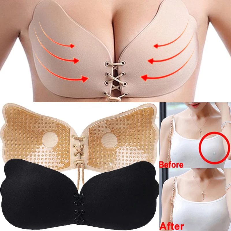 

Seamless Self Adhesive Fly Bra Strapless Push Up Bra Wireless Stick on Sexy Lingerie Invisible Silicone Women Bra for Women Girl