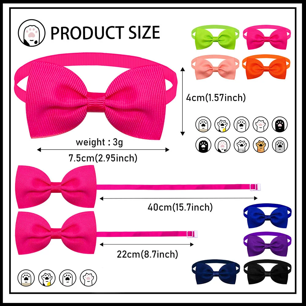 Fashion Cute Small Dog Bowtie Bulk Solid Bow Ties Collar For Dogs Cats Summer Pet Dog Bows Small Dog Cat Grooming Accessories