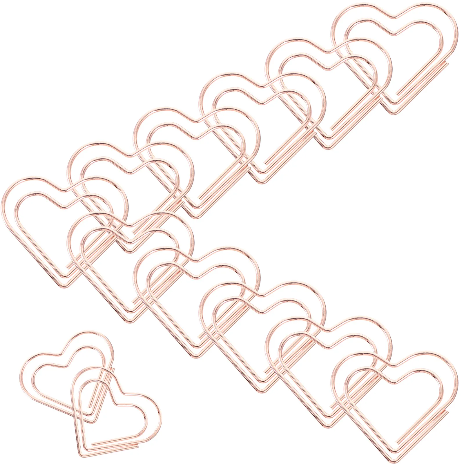 100Pcs Cute Heart Paper Clips Metal Material Small Creative Document Clips for Office Study DIY Decoration Calendar Notebook