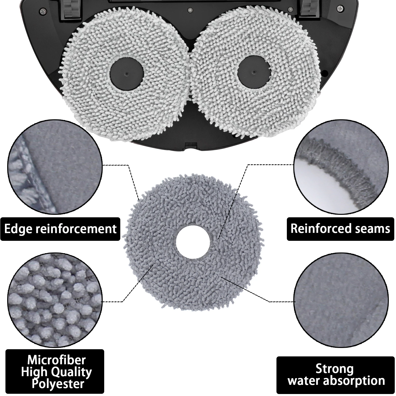 Original Roborock Accessories Mop Cloth*4 for Qrevo s5V,Qrevo Pro,Qrevo Master,Qrevo MaxV,Qrevo Plus,Qrevo Slim,Qrevo CuryX view 4