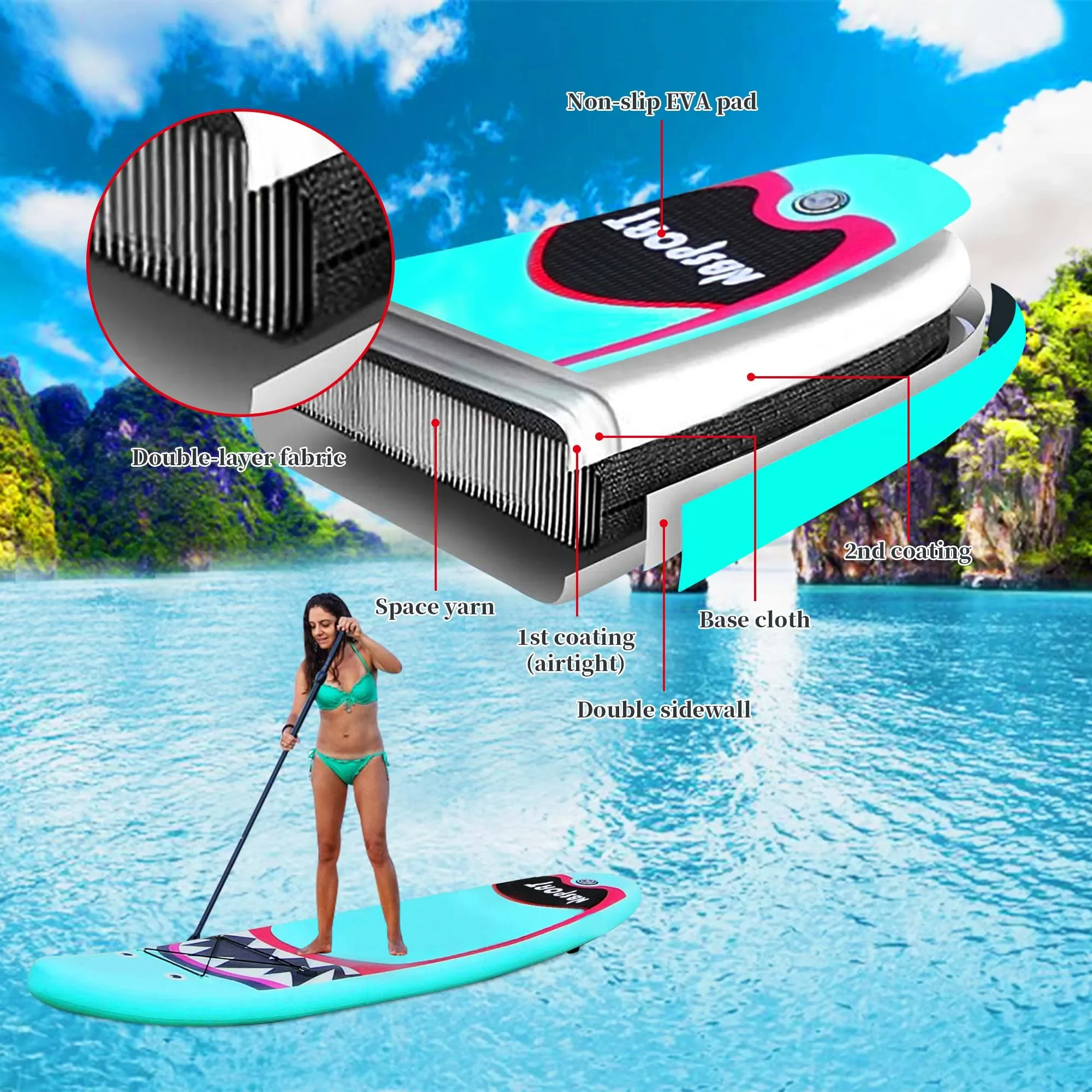 

Inflatable Sup Surf Stand-Up Paddle Board Water Play Game Surfing Air Blow Up Surfboard Standup Board With Set