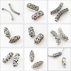 Fashion New Antique Silver Plated Hollow Flower Oval Wave Tube Charms Spacer Beads