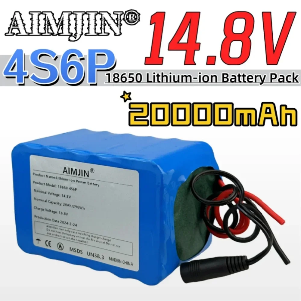 

14.8V 20000mAh 4S6P 18650 Battery Pack with Built-in BMS for Night Fishing Lamp Heater Replacement High Capacity Portable Power