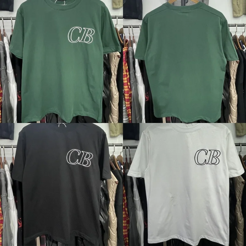 

Настоящие фото, летние уличные футболки с вышивкой и надписью CB для мужчин и женщин, хлопковые дышащие топы, повседневные топы с круглым вырезом и коротким рукавом