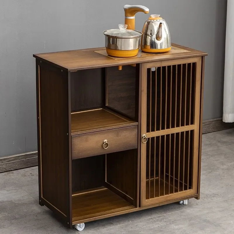 for Movable Coffee Table Side Table Boiling Water Cabinet Tea Table Side Cabinet Kettle Integrated Tea Cabinet Tea Rack