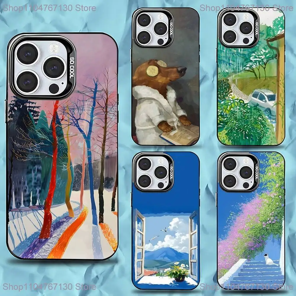

Art Paintings Of D-David H-Hockney Phone Case For iPhone 16,15,14,13,12,11Pro,Max,Plus,Mini,XS Anti Fall Black Matte Hard Bumper