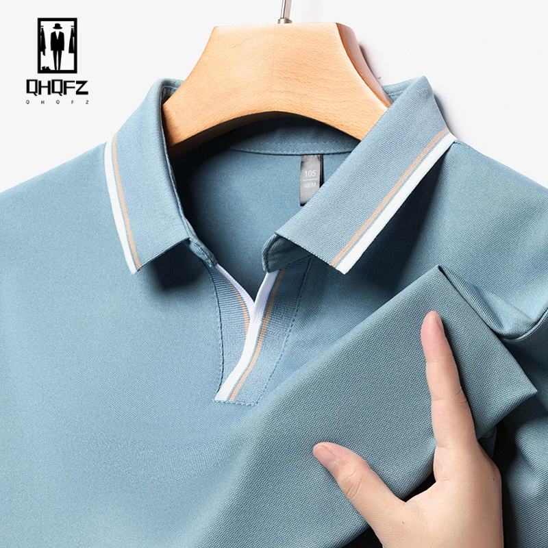 2024 New Men's Solid Color Short Sleeved POLO Shirt Breathable and Comfortable Casual Top