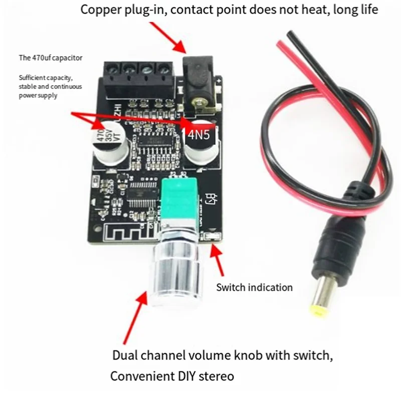 

B68C ZK-502L Модуль Bluetooth 5.0 Беспроводной цифровой усилитель Плата Bluetooth Amp Amplificador