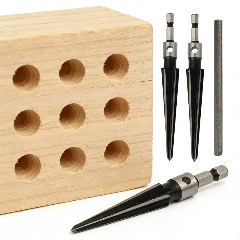 เครื่องมือตัดรูทรงกรวยแบบมือถือ รุ่น T-handle Taper Reamers สำหรับงานไม้ รูปทรงหกเหลี่ยม สำหรับเจาะรูบริดจ์พิน