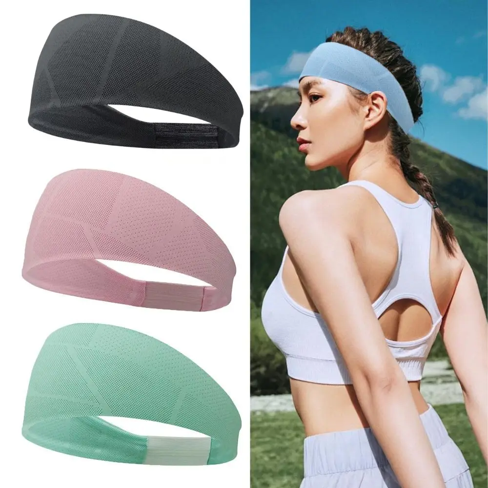 Mesh Hole Design Headbands For Women Geometric Jacquard Elastic Hair Bands Unisex Yoga Sports Hairband Running Fitness Sweatband