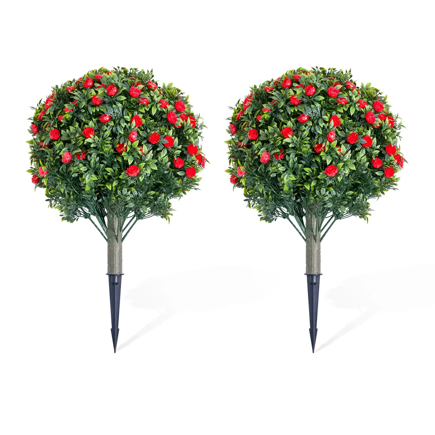

Artificial Flower Ball Tree with Ground Spike, Fake Topiary Trees for Home Decor Garden Patio and Indoor,2 Pack