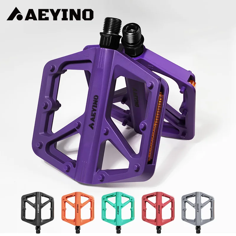 

Педали для шоссейных и горных велосипедов AEYINO, легкие нейлоновые педали с двойными подшипниками, нескользящие, плоские, 9/16 дюймов, запчасти для велосипедов
