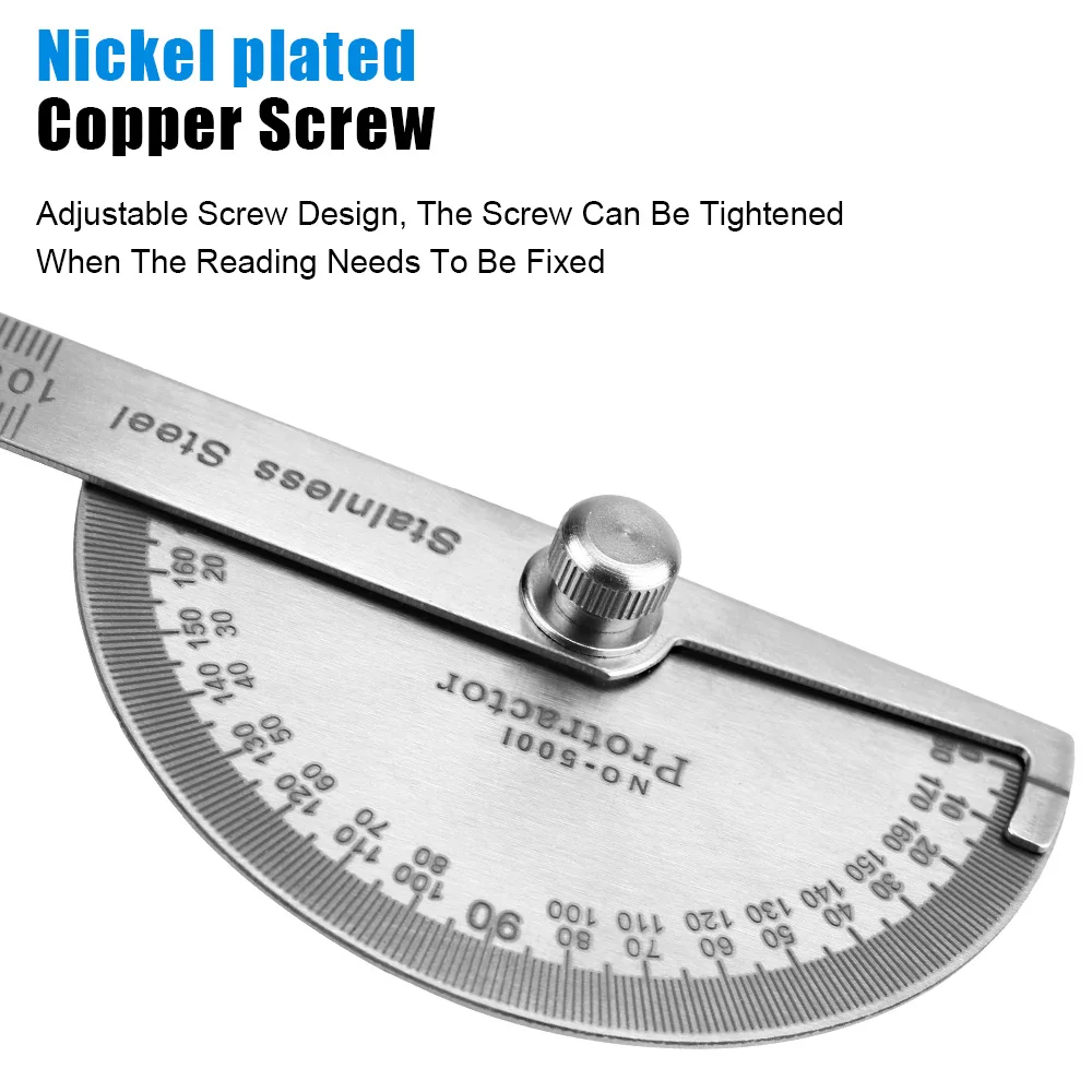 Metal Angle Finder 180 Degree Protractor Stainless Steel Woodworking Tools Rotary Measuring Ruler Goniometer Angle Ruler