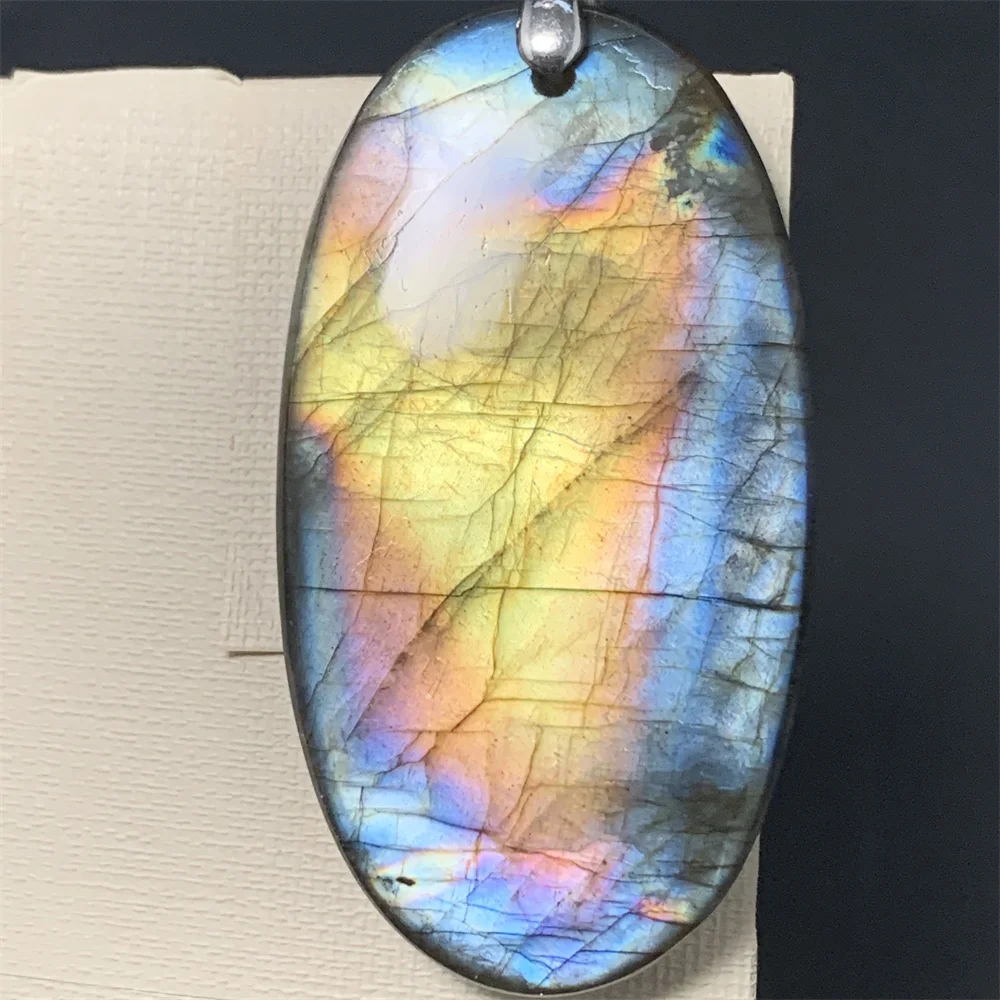 Uglyless Natural Aurora Green Purple Light Labradorite Pendants Necklaces Women Stunning Colorful Rainbow Labradorite Beads 925S