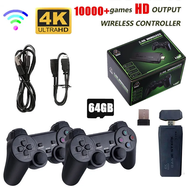 Gra wideo konsola 2.4G podwójna kontroler bezprzewodowy dżojstik do gier 4K 10000 gry 64 32GB gry Retro dla PS1/GBA Boy Christmas Gift