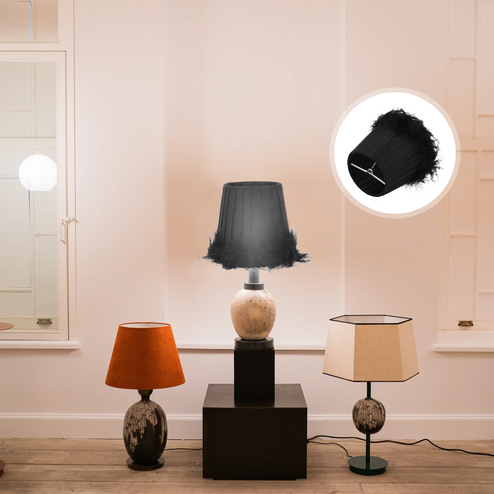 

Luxurious Feather Lampshade Cozy Indoor Decor Lamp Shade Decorative Lighting Accessory