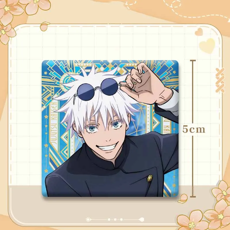 귀여운 만화 그림 Satoru Gojo 스퀘어 배지 재미 있은 애니메이션 Chibi 브로치 핀 배낭 의류 액세서리 쥬얼리 어린이 선물