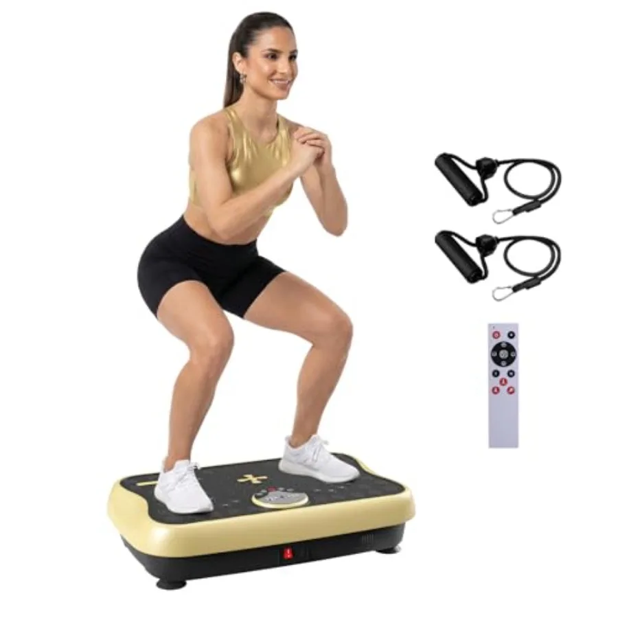 

Home gym vibration plate for full-body workout lymphatic drainage and weight loss; steel frame black; 460 lbs capacity 300 spee