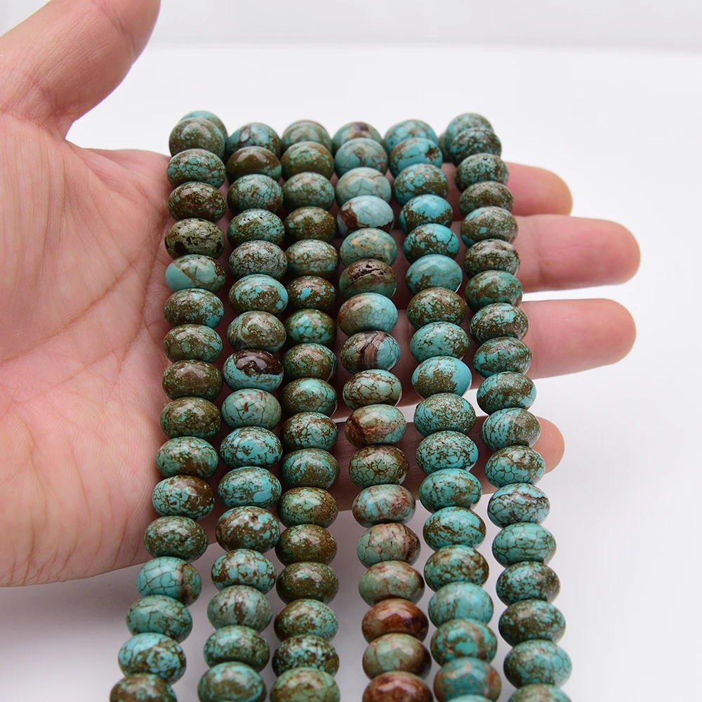 APDGG 8x12mm Mix Blue Turquoise Stone Smooth Abacus Nugget Loose Beads 16'' Strand Jewelry Making DIY